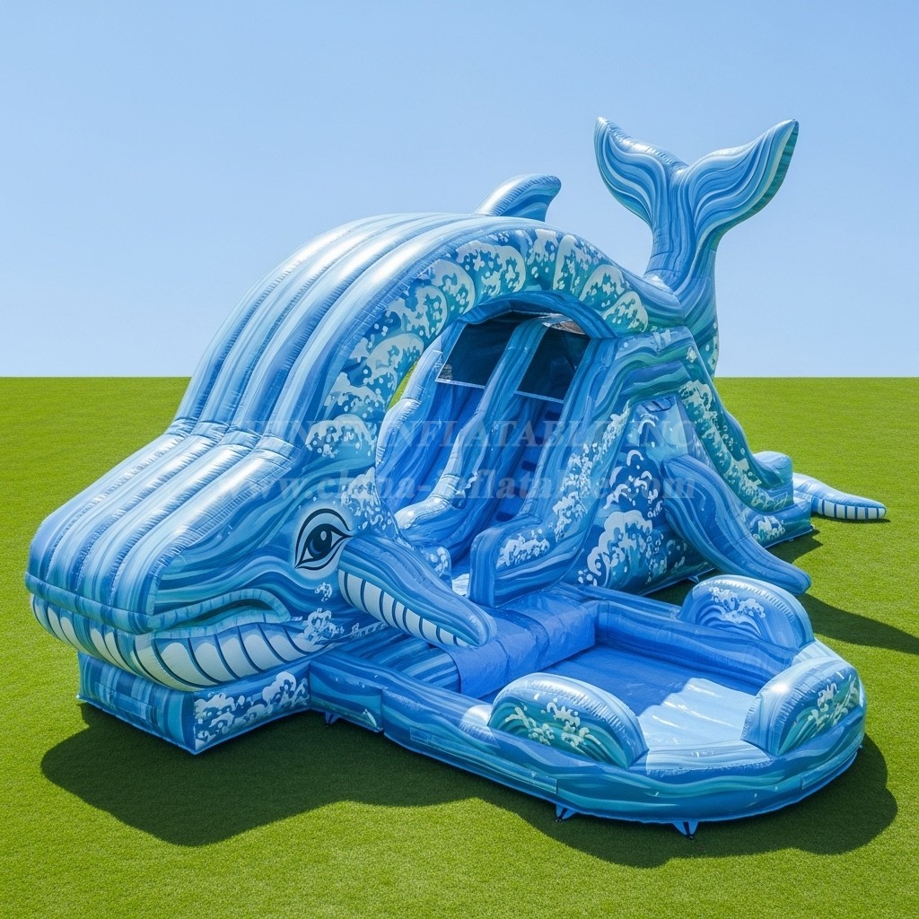 T8-5875 Whale Theme Inflatable Water Slide
