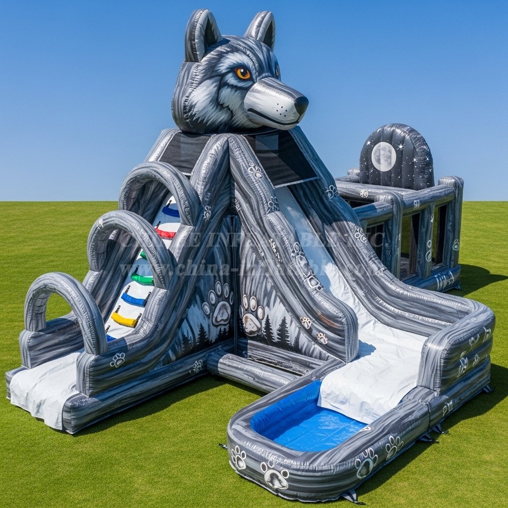 T8-5892 Wolf Theme Inflatable Water Slide