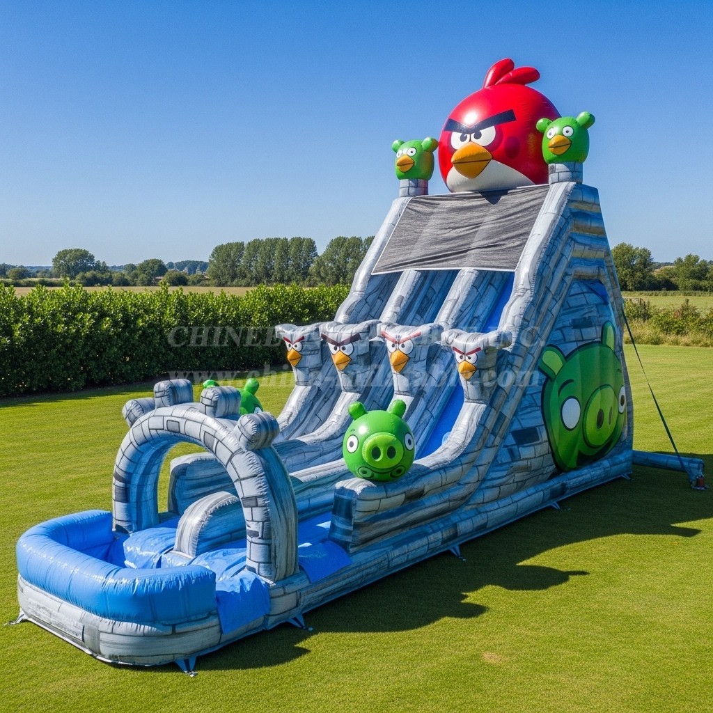 T8-7107 Angry Birds Theme Inflatable Water Slide