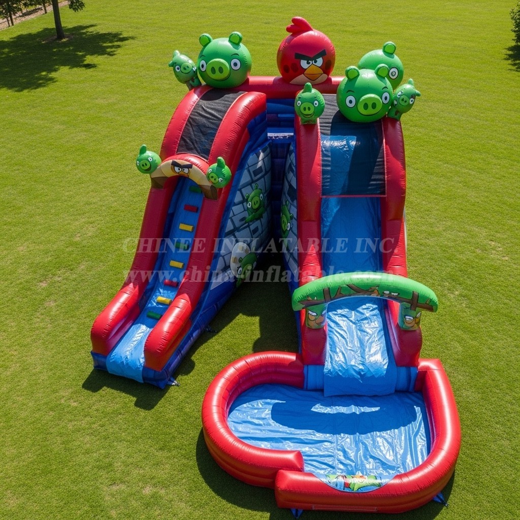 T8-7110 Angry Birds Theme Inflatable Water Slide