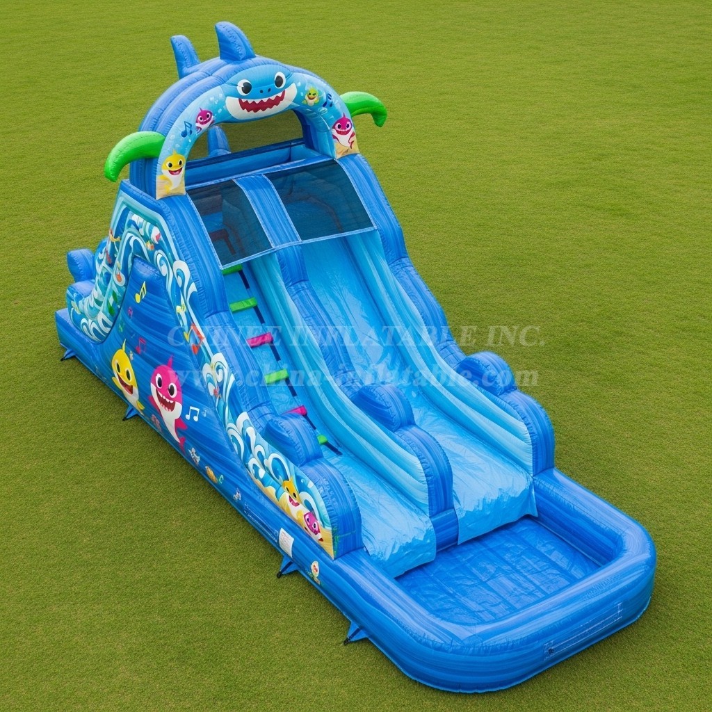T8-7120 Baby Shark Theme Inflatable Water Slide