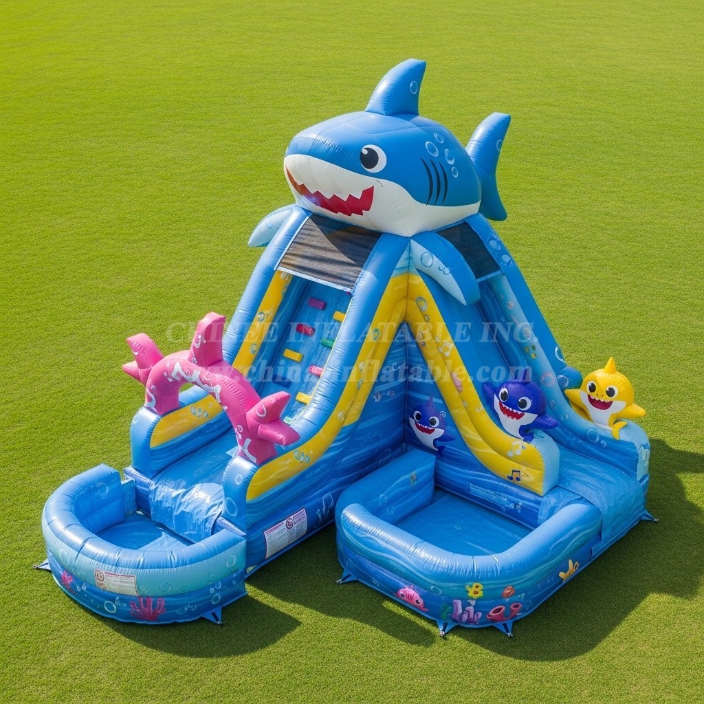 T8-7125 Baby Shark Theme Inflatable Water Slide