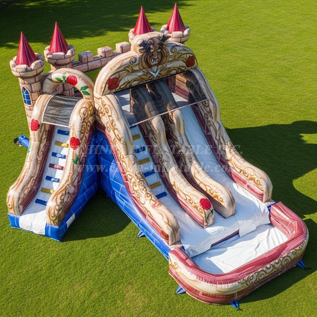 T8-7148 Beauty and the Beast Theme Inflatable Water Slide
