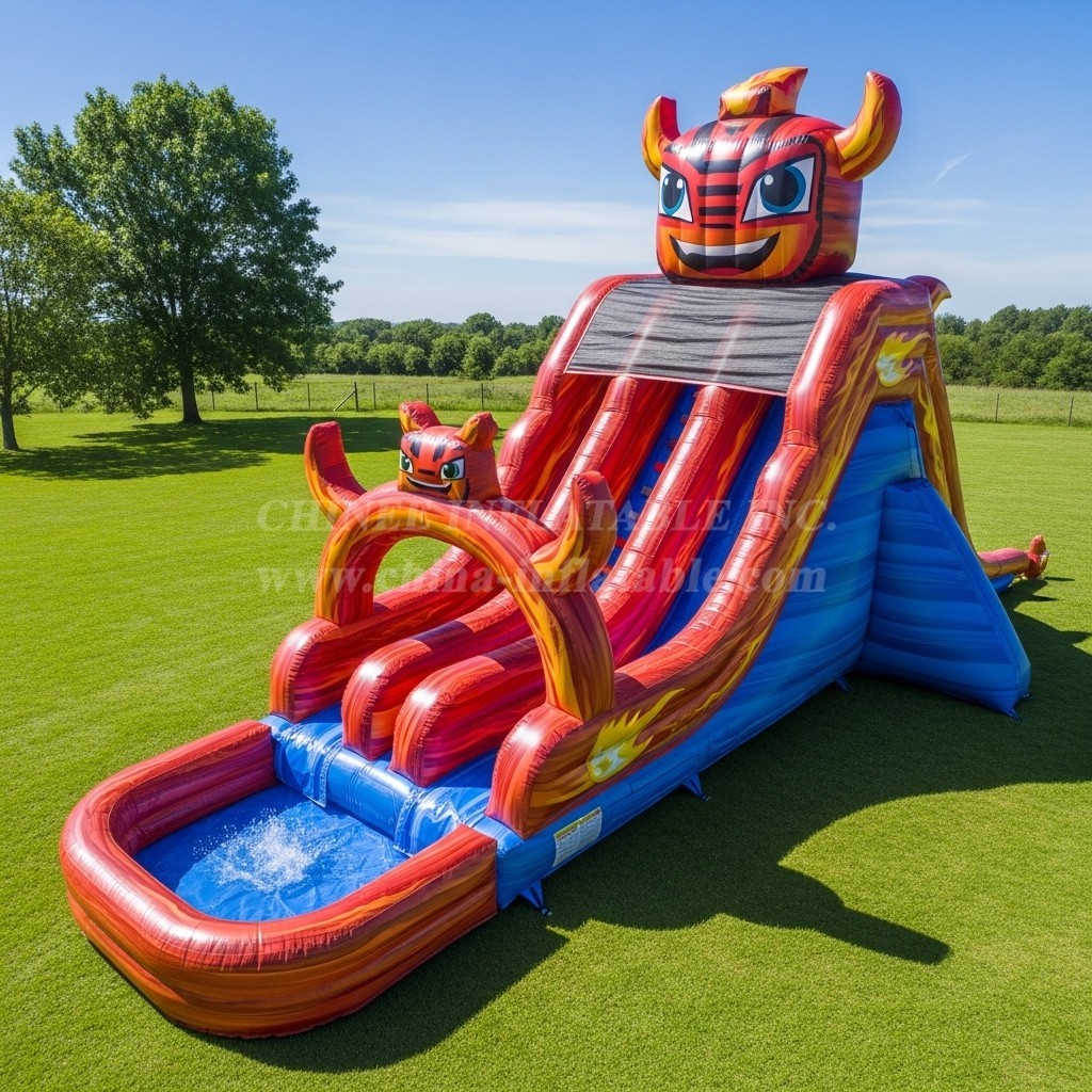 T8-7163 Blaze Monster Theme Inflatable Water Slide