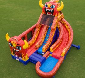 T8-7165 Blaze Monster Theme Inflatable Water Slide