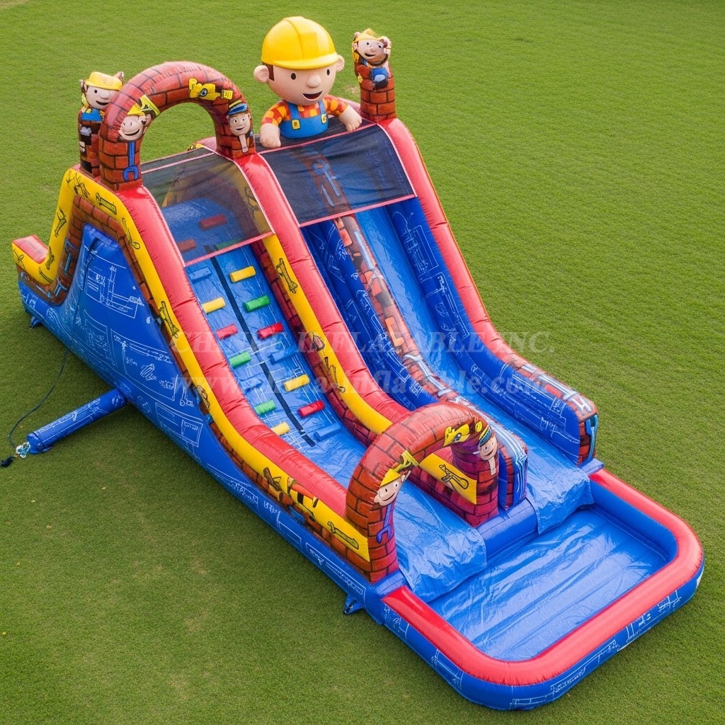 T8-7175 Bob the Builder Theme Inflatable Water Slide