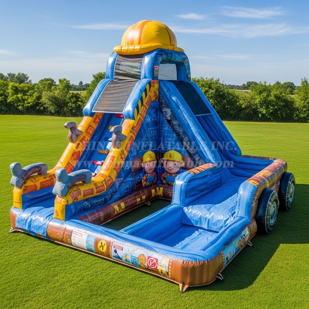 T8-7177 Bob the Builder Theme Inflatable Water Slide