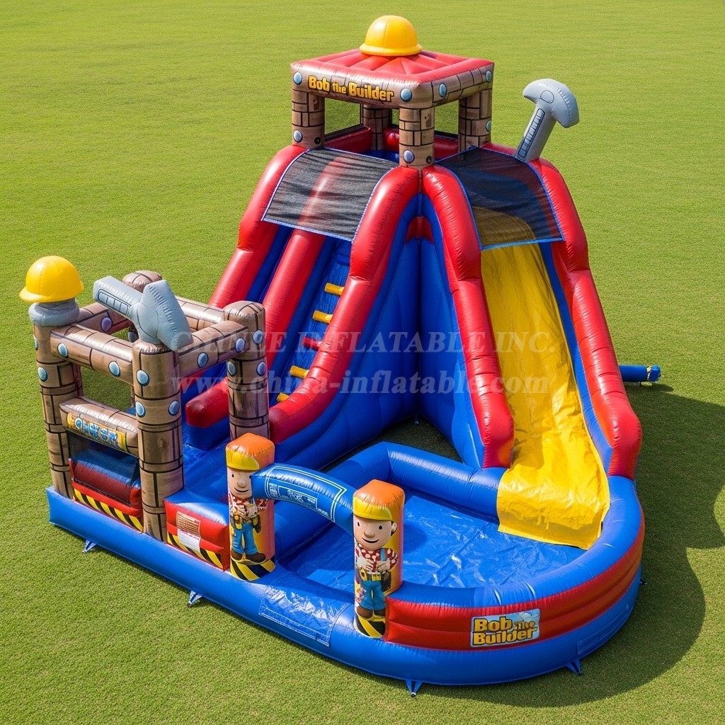 T8-7178 Bob the Builder Theme Inflatable Water Slide