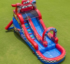 T8-7195 Cars Theme Inflatable Water Slide