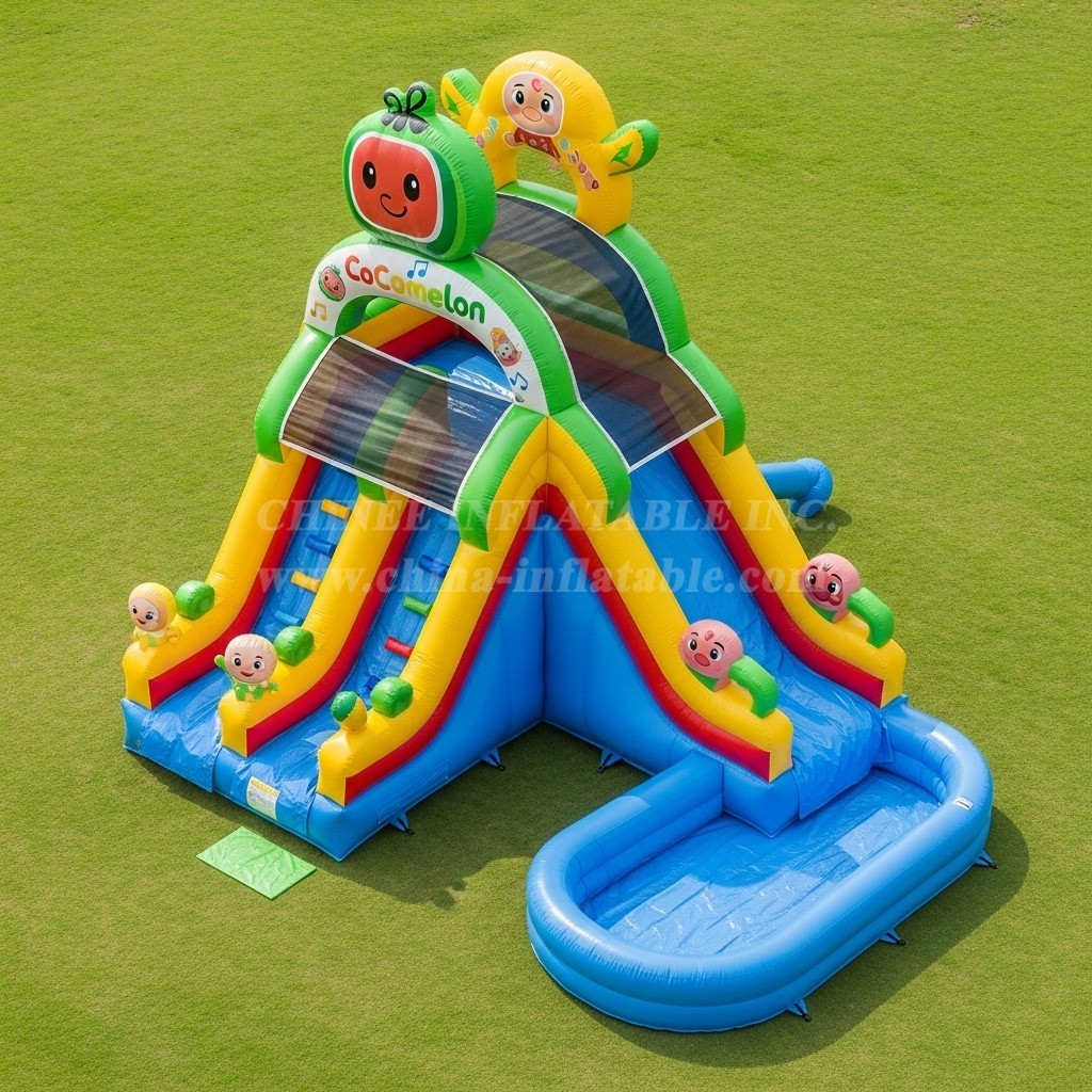 T8-7198 Cocomelon Theme Inflatable Water Slide