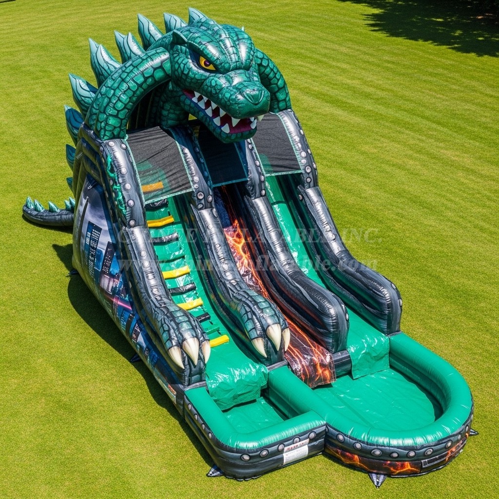 T8-7252 Godzilla Theme Inflatable Water Slide