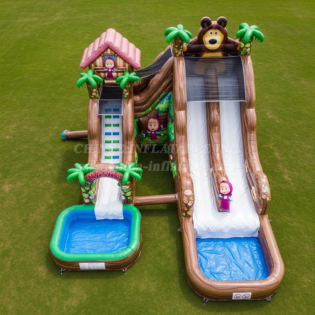 T8-7309 Masha and the Bear Theme Inflatable Water Slide