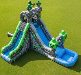 T8-7325 Minecraft Theme Inflatable Water Slide