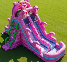 T8-7390 Pink Panther Theme Inflatable Water Slide