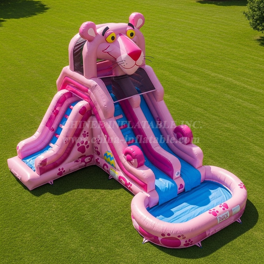 T8-7393 Pink Panther Theme Inflatable Water Slide