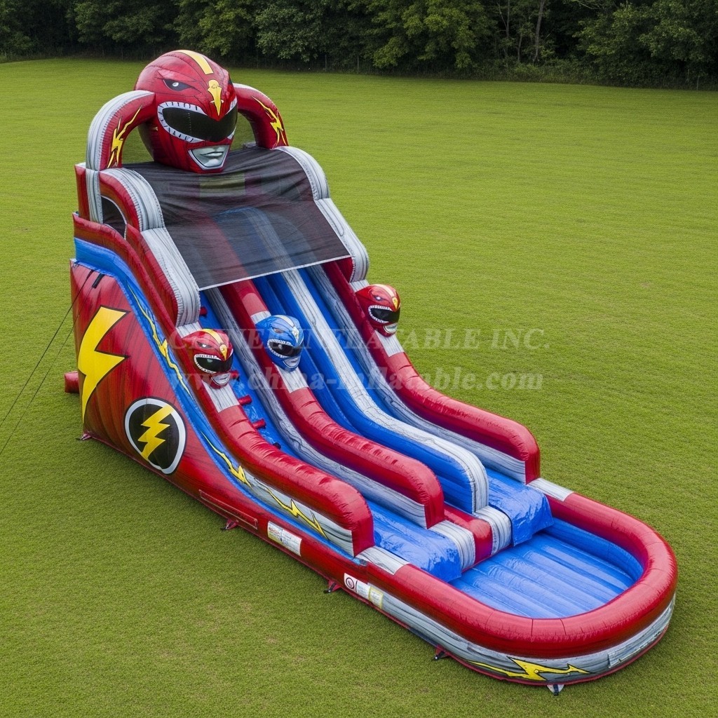 T8-7416 Power Rangers Theme Inflatable Water Slide