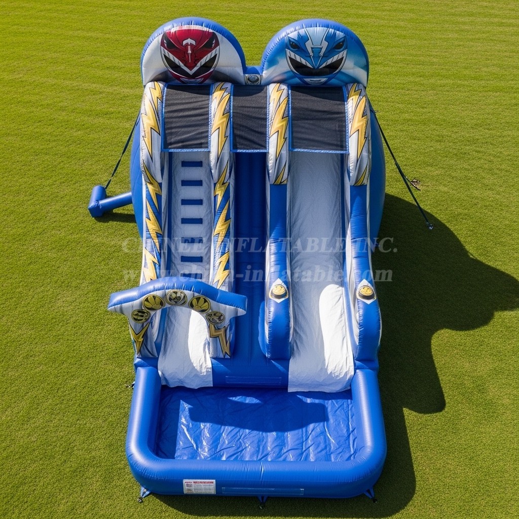 T8-7417 Power Rangers Theme Inflatable Water Slide