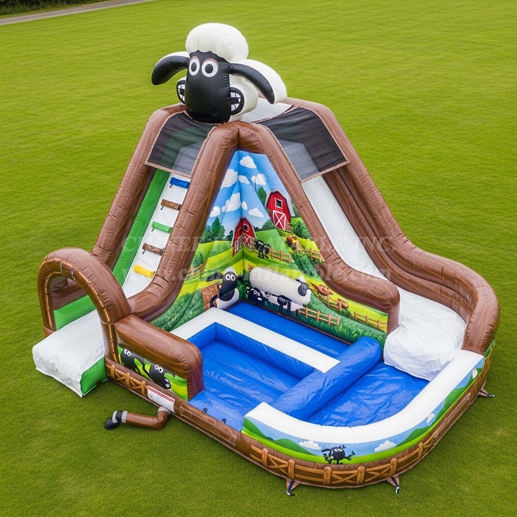 T8-7442 Shaun the Sheep Theme Inflatable Water Slide