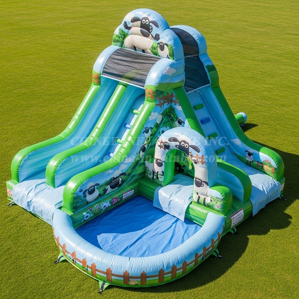 T8-7446 Shaun the Sheep Theme Inflatable Water Slide