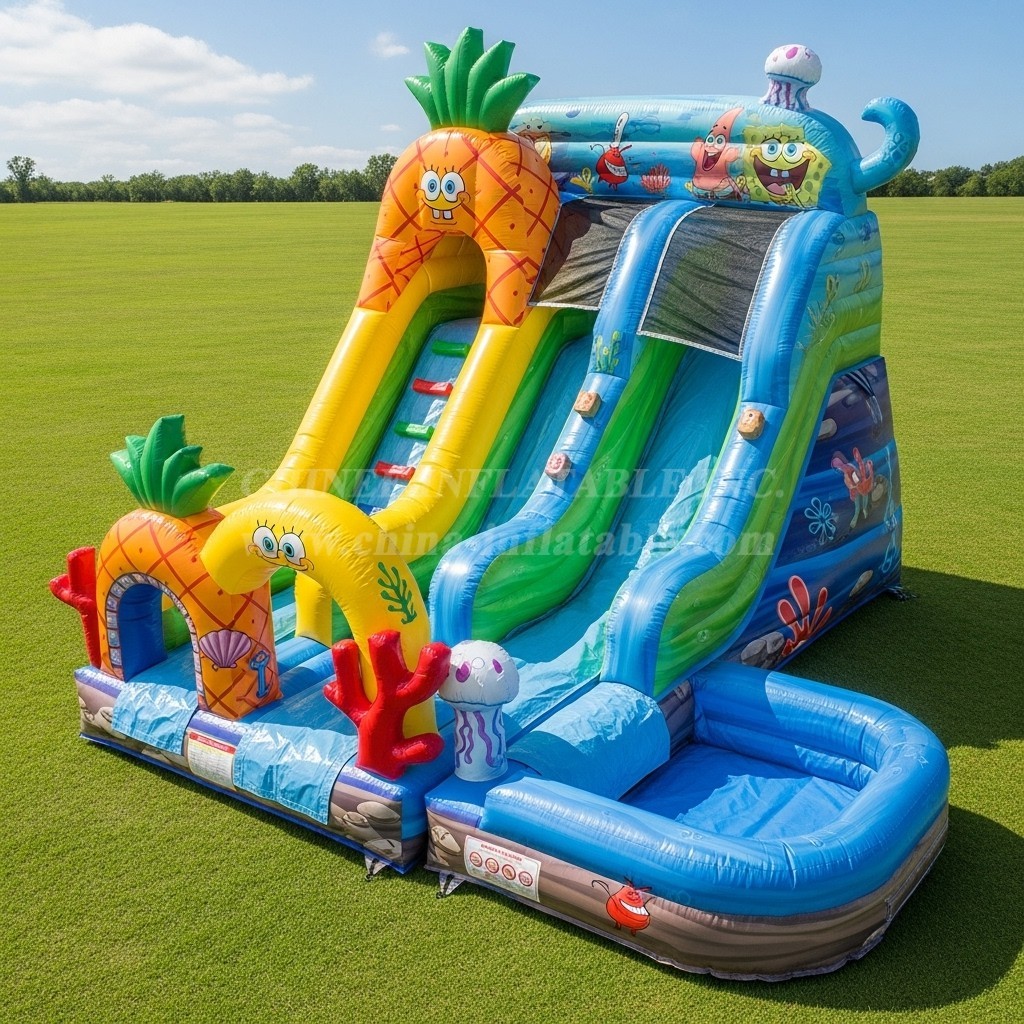 T8-7483 SpongeBob Theme Inflatable Water Slide