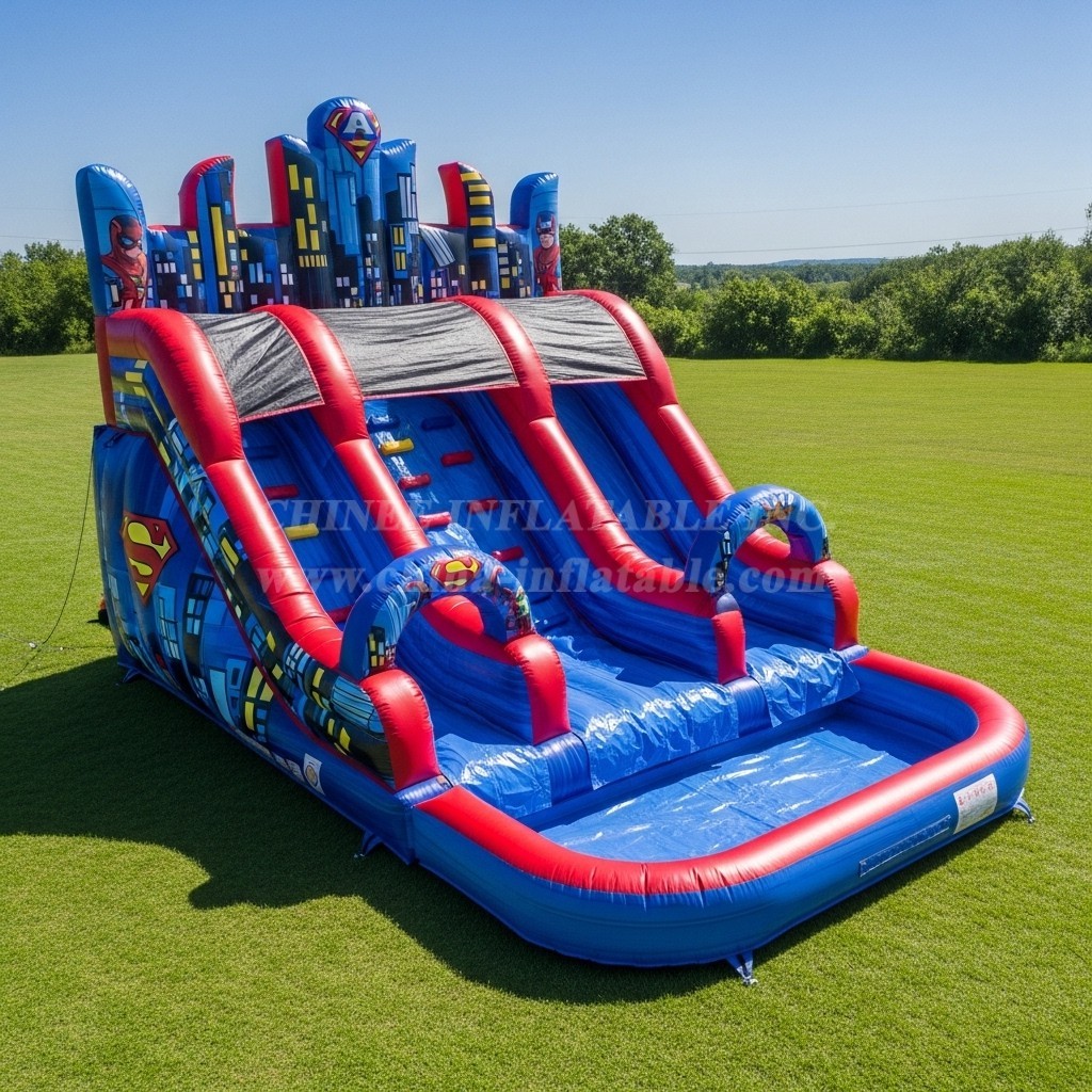 T8-7499 Superhero Theme Inflatable Water Slide