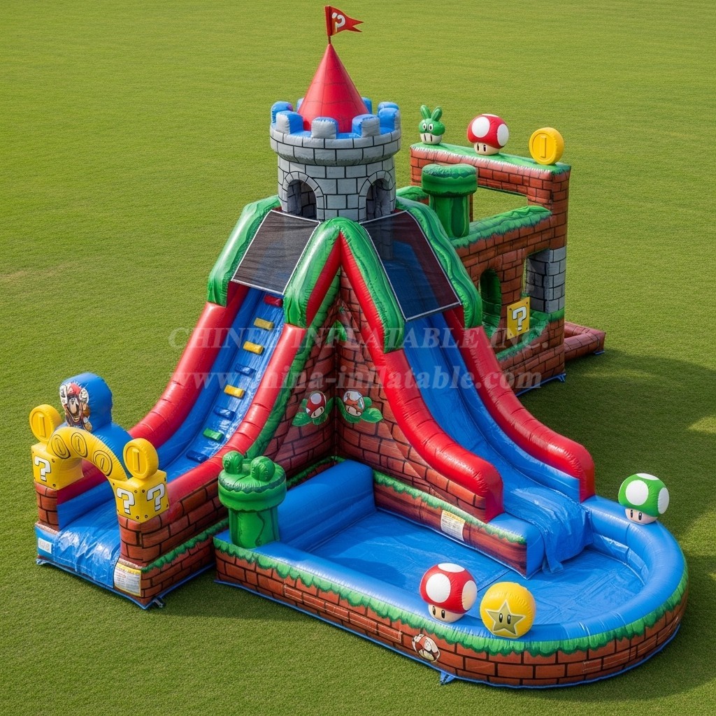 T8-7508 Super Mario Theme Inflatable Water Slide