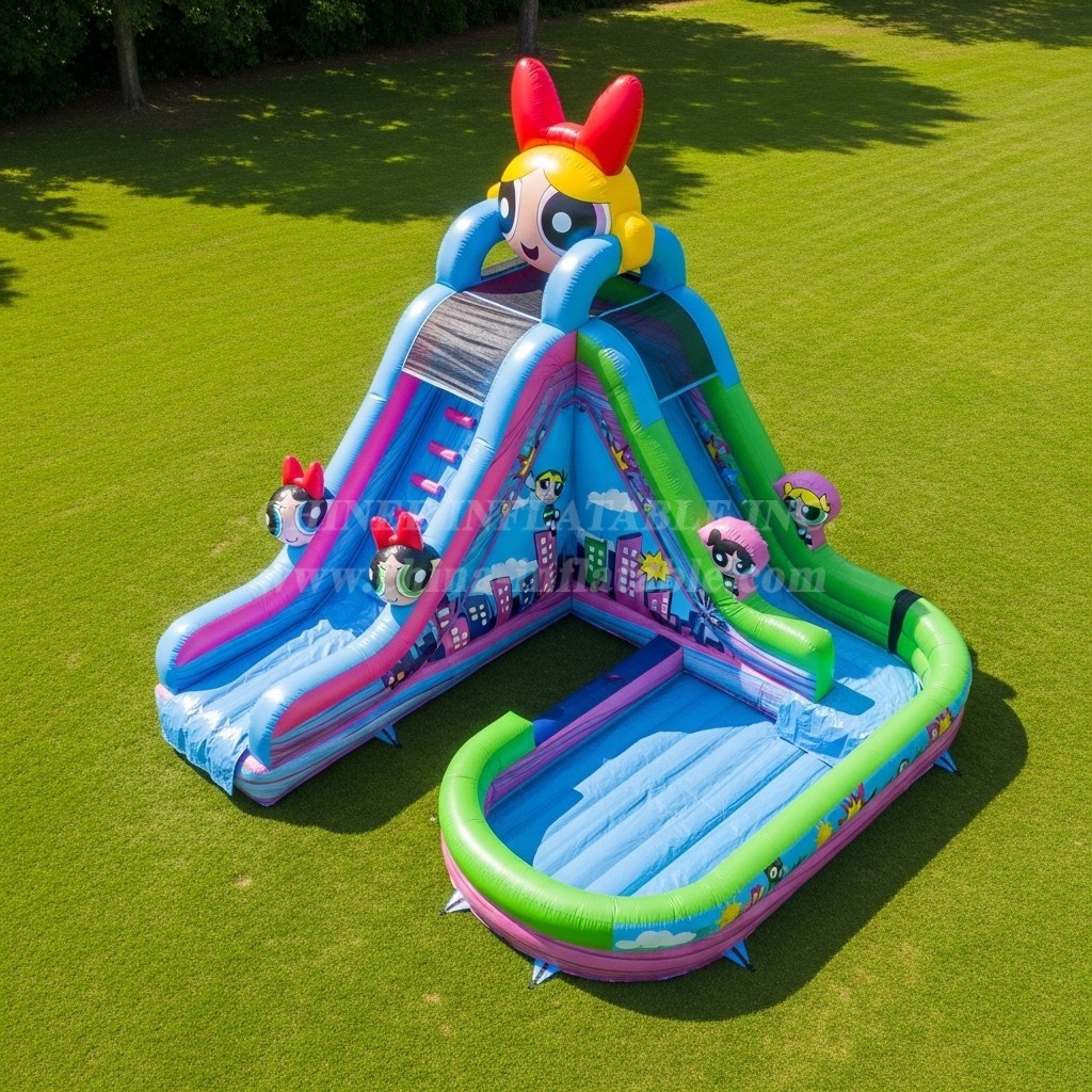 T8-7545 The Powerpuff Girls Theme Inflatable Water Slide