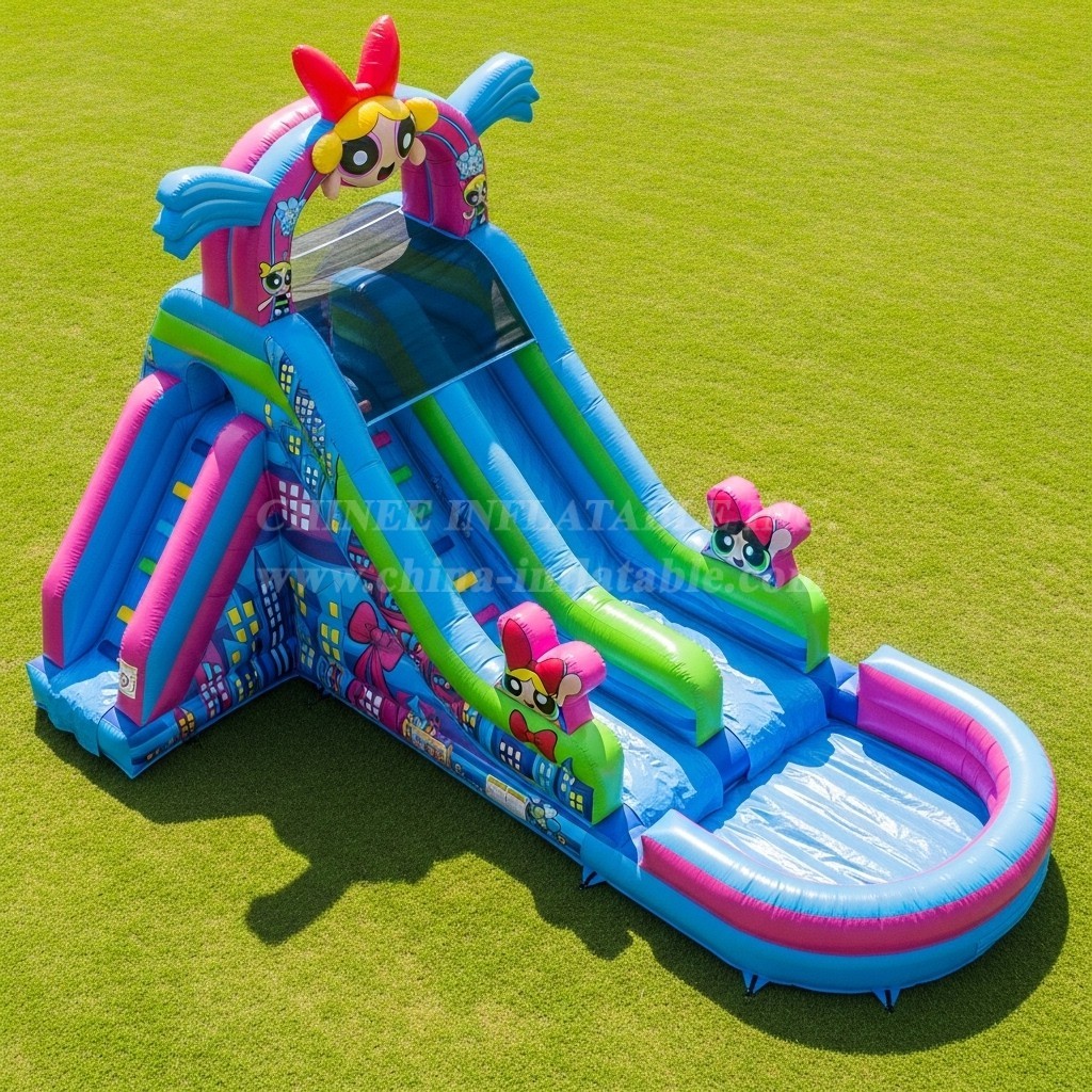 T8-7547 The Powerpuff Girls Theme Inflatable Water Slide