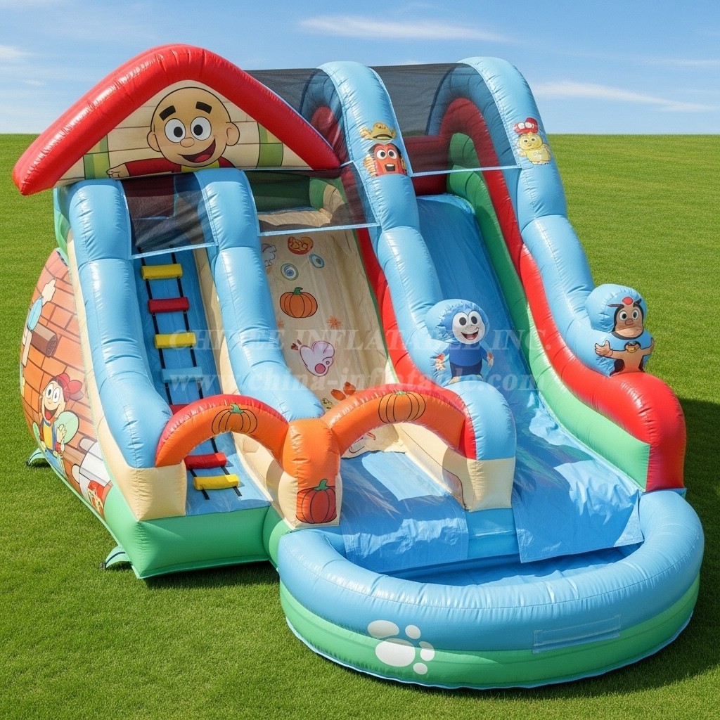 T8-7572 Timmy Time Theme Inflatable Water Slide