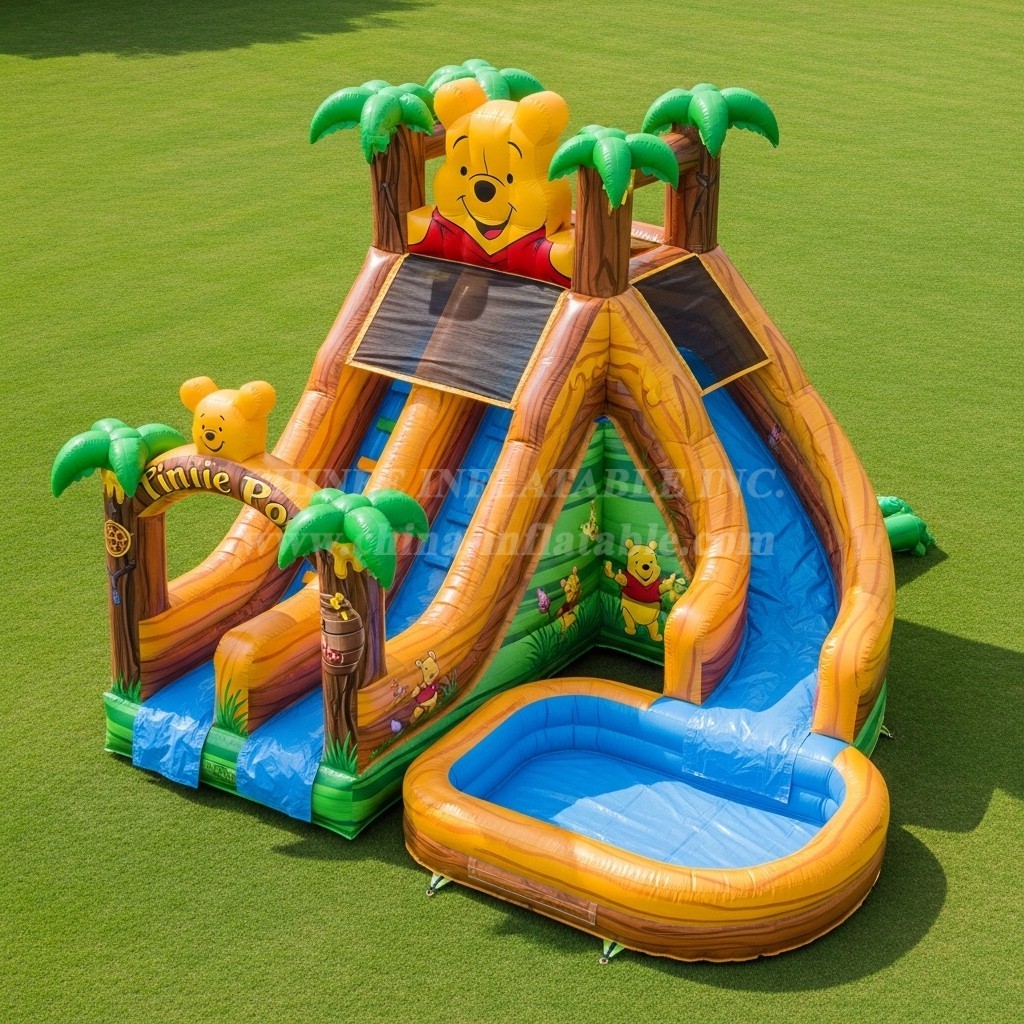 T8-7601 Winnie the Pooh Theme Inflatable Water Slide