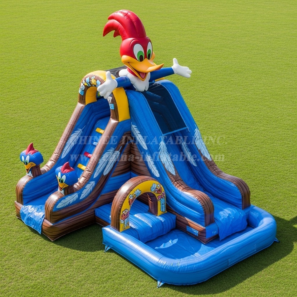T8-7610 Woody Woodpecker Theme Inflatable Water Slide