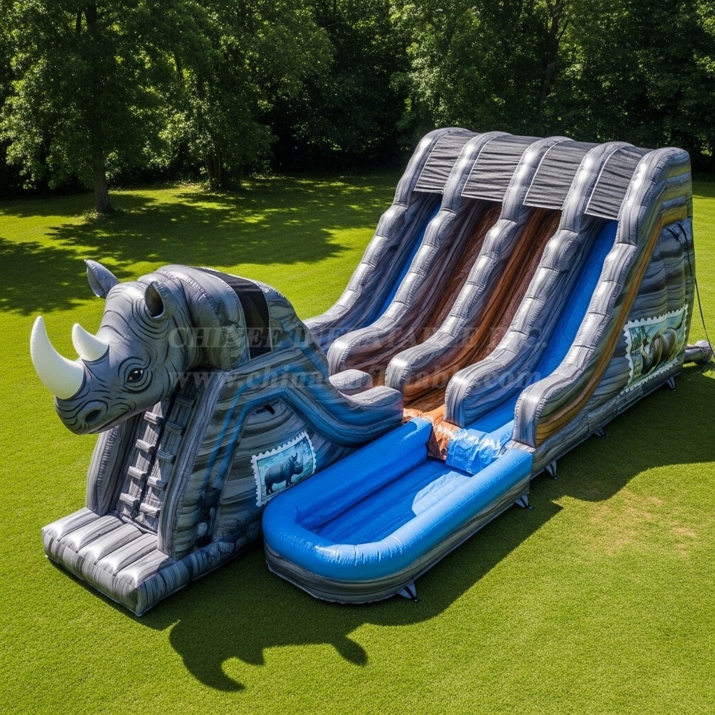 T8-9231 Rhino Theme Inflatable Water Slide