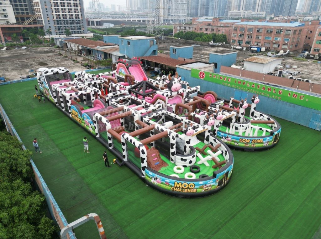 CR2-185 Cow Theme Challenging Run Giant Inflatable Obstacle Courses