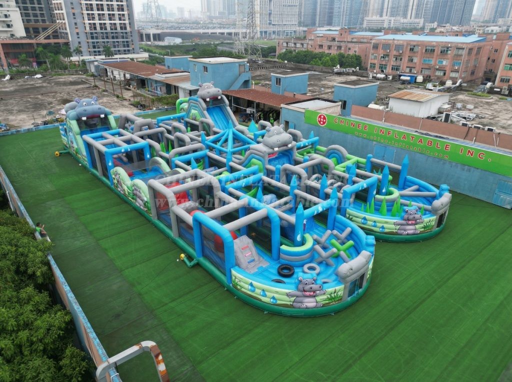 CR2-199 Hippo Theme Challenging Run Giant Inflatable Obstacle Courses