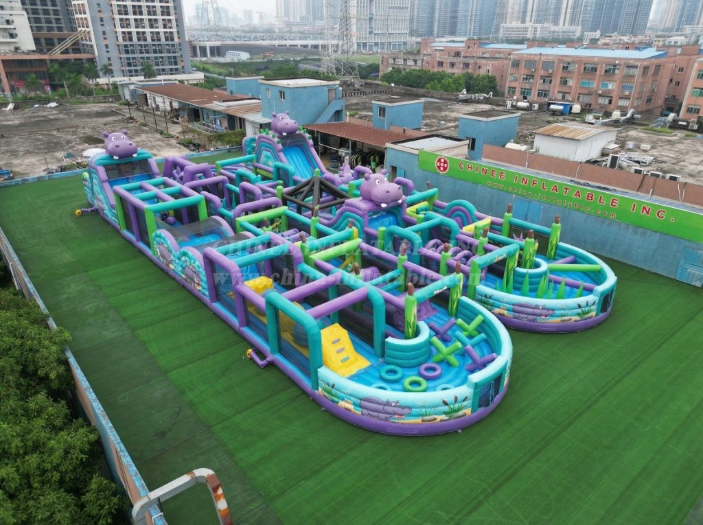 CR2-200 Hippo Theme Challenging Run Giant Inflatable Obstacle Courses
