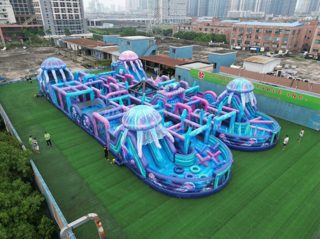 CR2-202 Jellyfish Theme Challenging Run Giant Inflatable Obstacle Courses