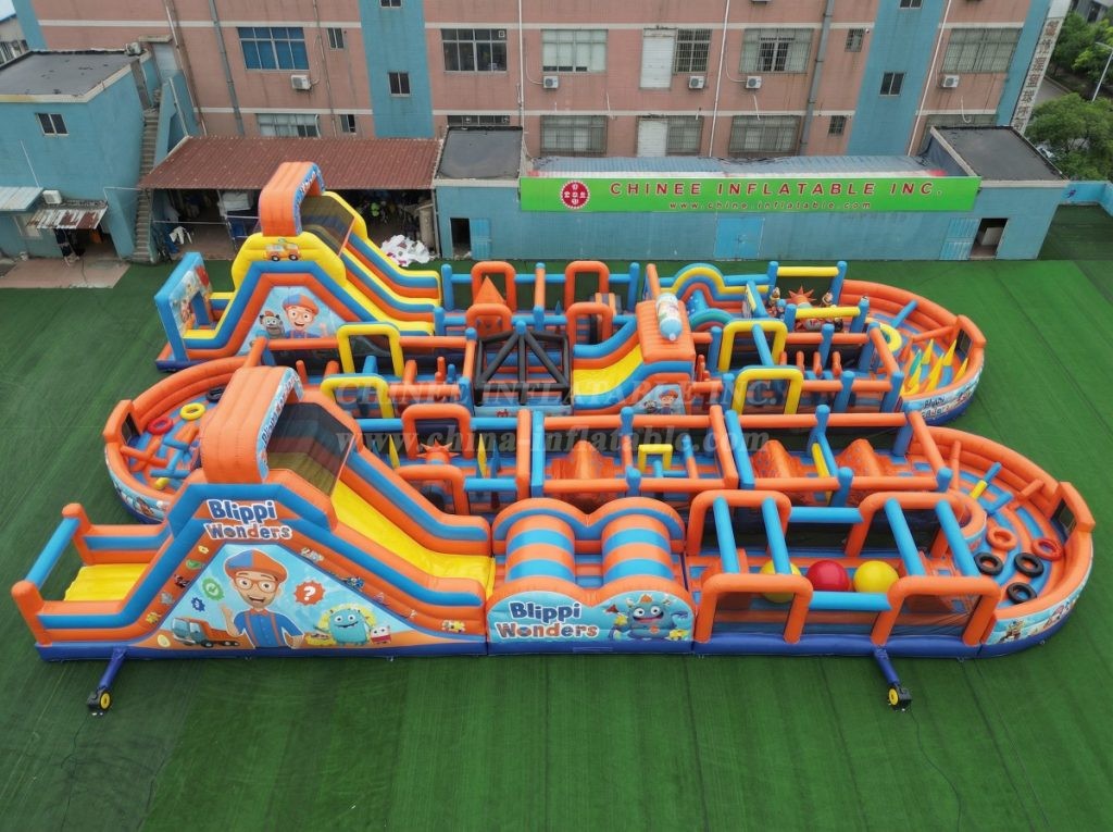 CR2-272 Blippi Wonders Theme Challenging Run Giant Inflatable Obstacle Courses