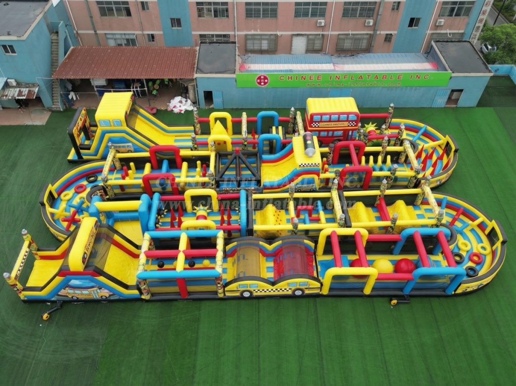 CR2-277 Bus Theme Challenging Run Giant Inflatable Obstacle Courses