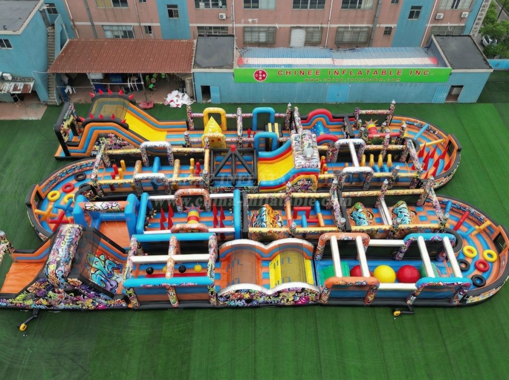 CR2-301 Graffiti Theme Challenging Run Giant Inflatable Obstacle Courses