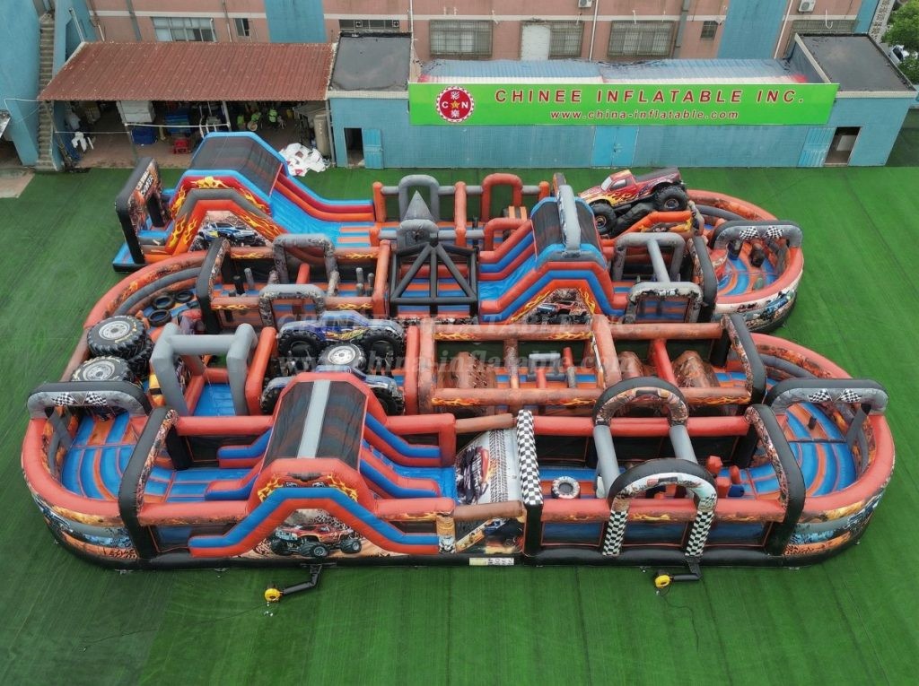 CR2-316 Monster Trucks Theme Challenging Run Giant Inflatable Obstacle Courses