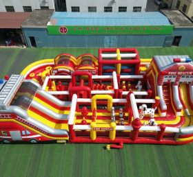 CR2-384 Firetruck Theme Challenging Run Giant Inflatable Obstacle Courses