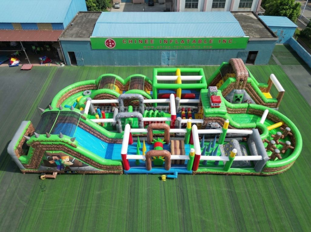 CR2-408 Minecraft Theme Challenging Run Giant Inflatable Obstacle Courses