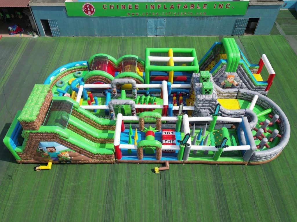 CR2-409 Minecraft Theme Challenging Run Giant Inflatable Obstacle Courses
