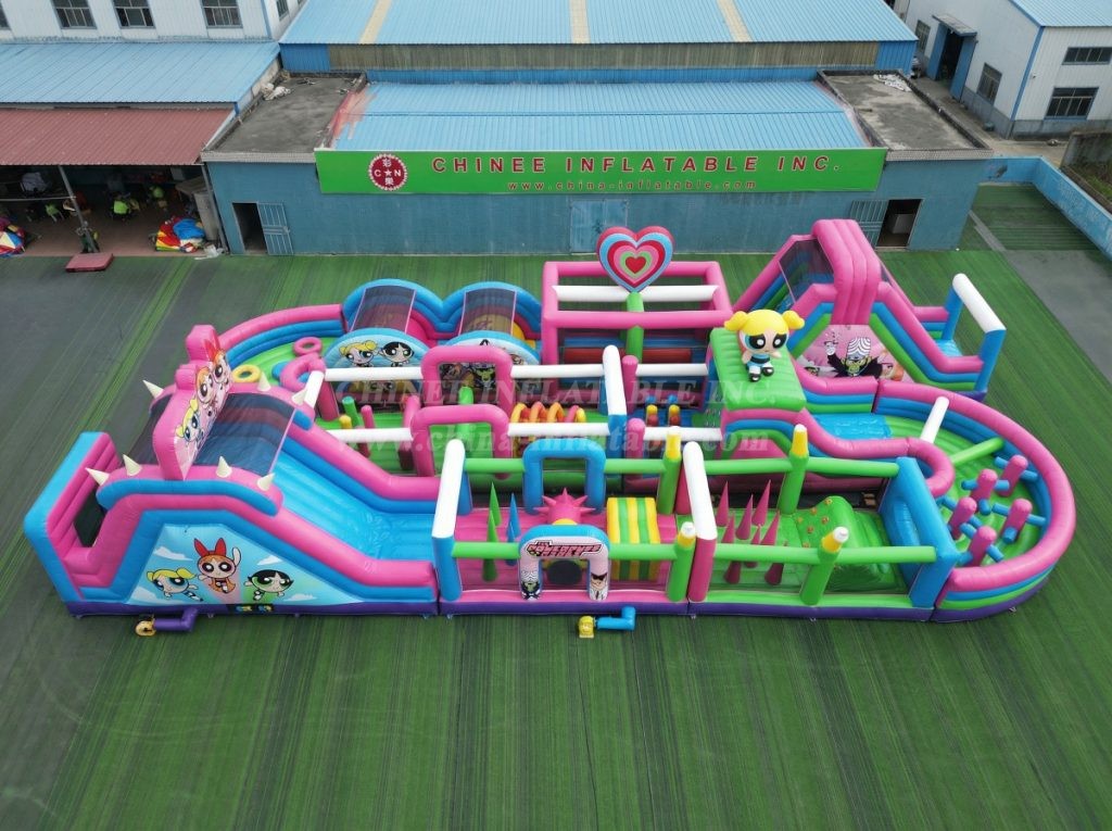 CR2-452 The Powerpuff Girls Theme Challenging Run Giant Inflatable Obstacle Courses