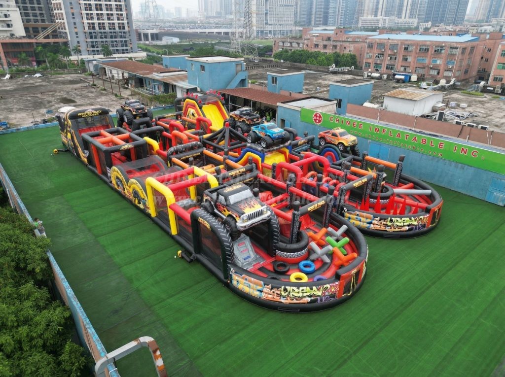 CR2-86 Monster Trucks Theme Challenging Run Giant Inflatable Obstacle Courses