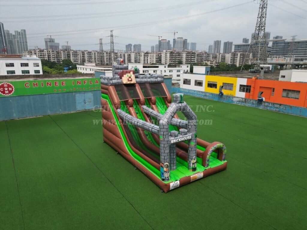T8-9406 Minecraft Theme Inflatable Dry Slide