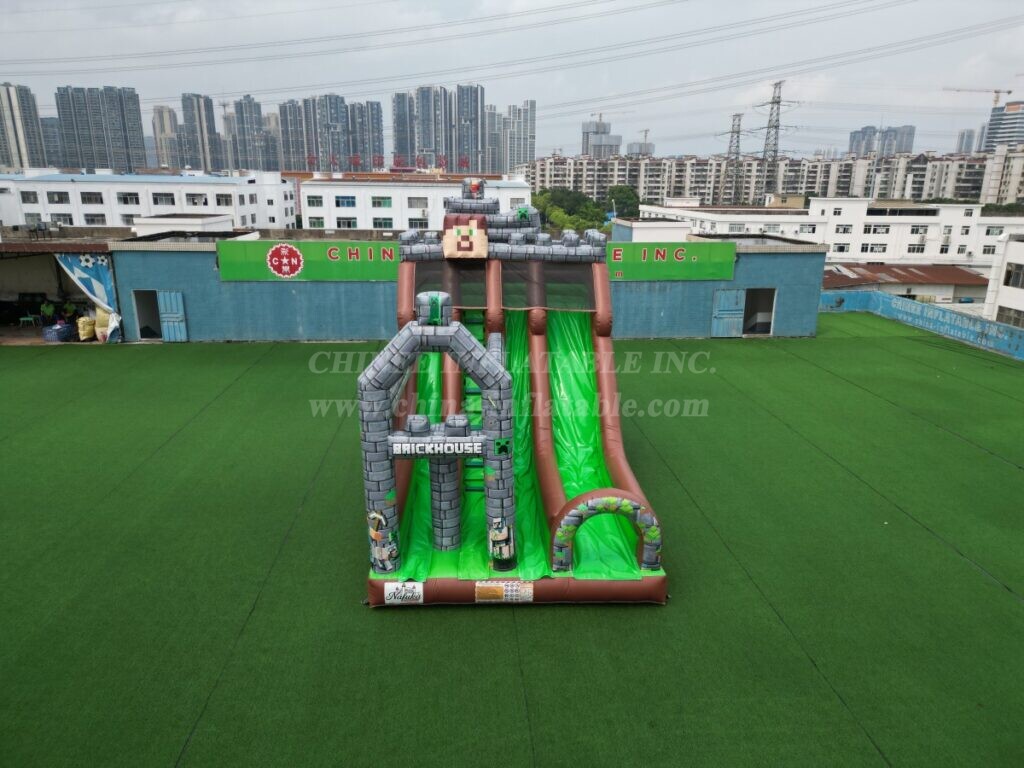 T8-9406 Minecraft Theme Inflatable Dry Slide