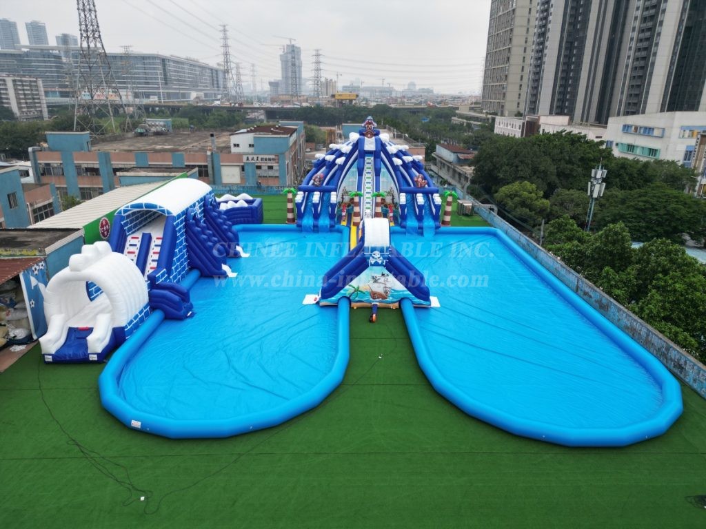 Pool2-815 Pirates Theme Inflatable Water Park Complex with Giant Slides & Pools