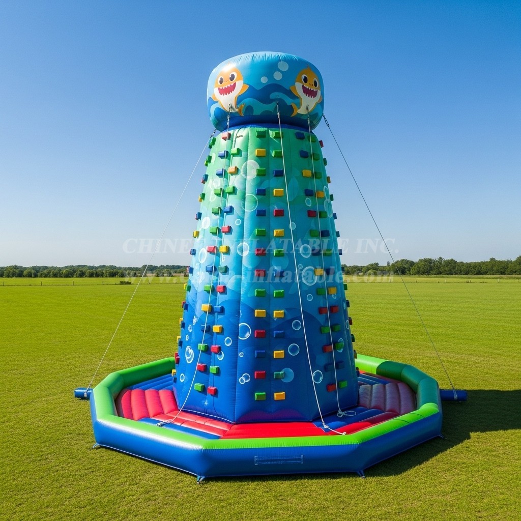 T11-4133 Baby Shark Theme Inflatable Climbing Wall