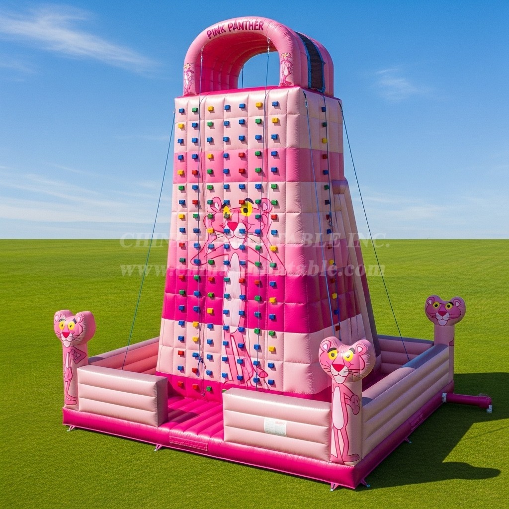 T11-4323 Pink Panther Theme Inflatable Climbing Wall